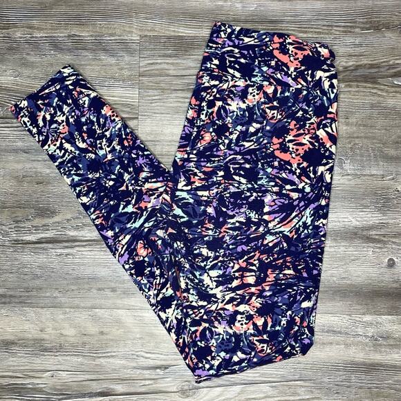 LulaRoe Women's Purple Multi Colored Floral Patterned Full Length Leggings sz OS - Picture 1 of 3